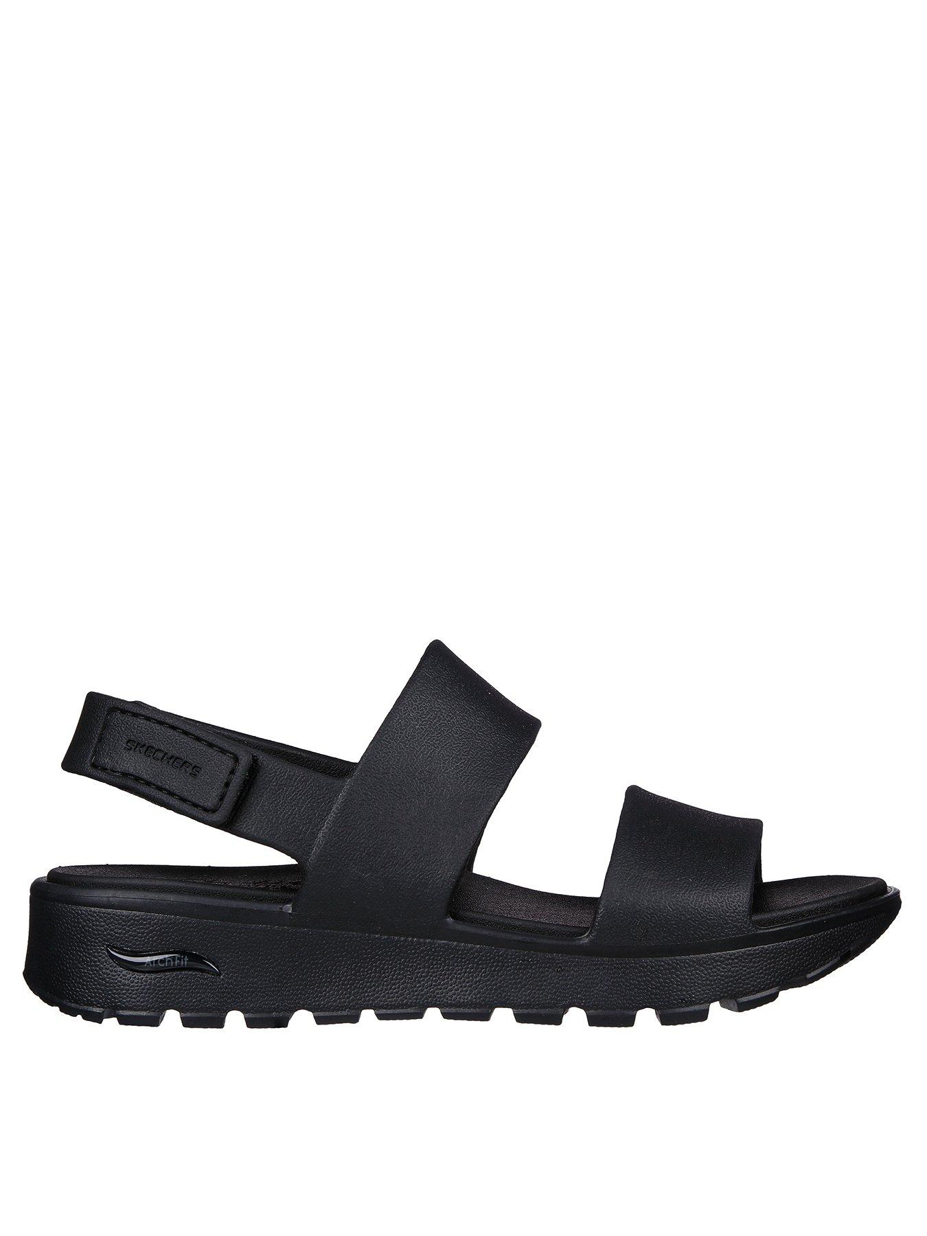 undefined Footsteps Arch Fit Double Band Sandal - Black Synthetic