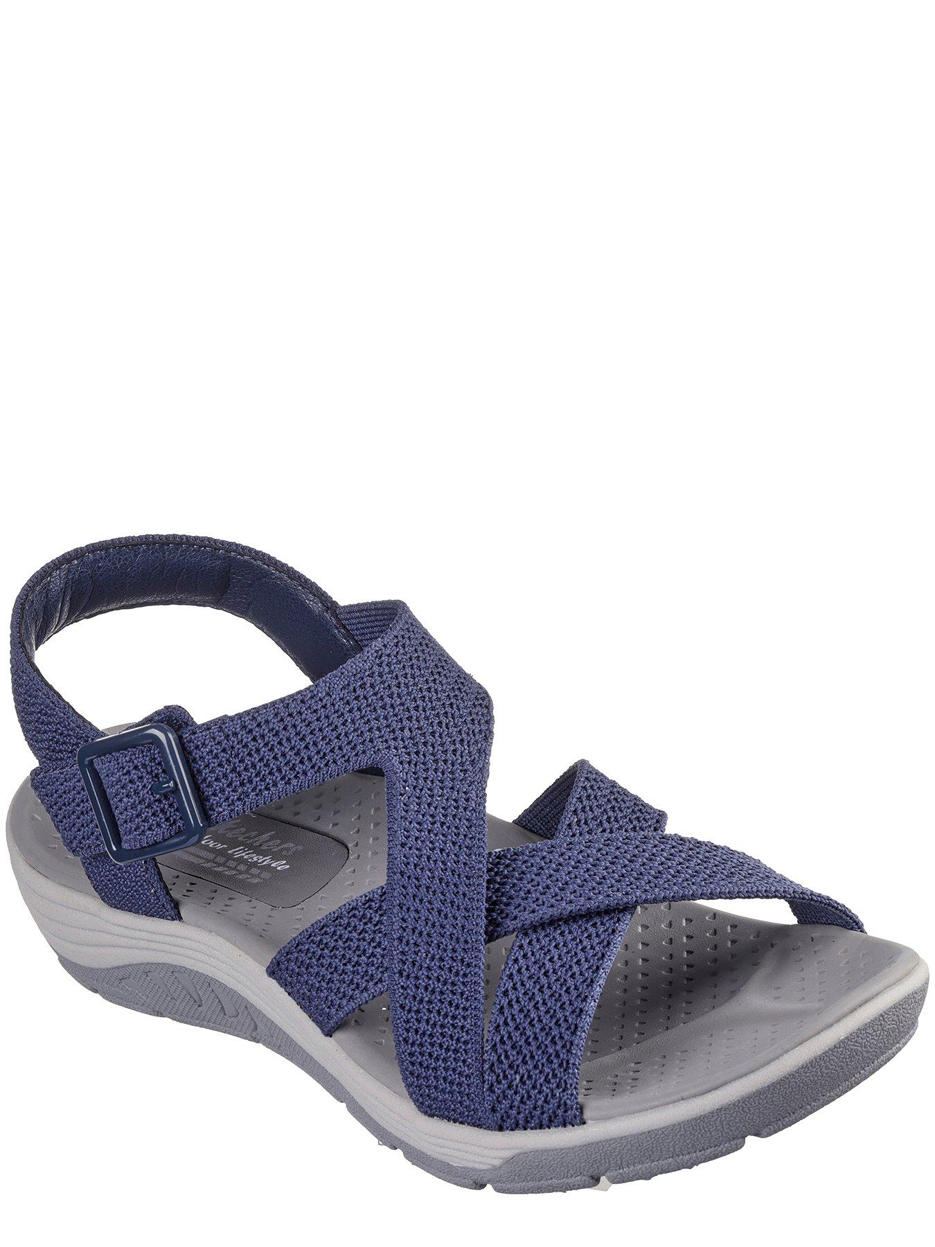 Reggae Cup Strappy Knit Open Toe Sandal Navy Knit