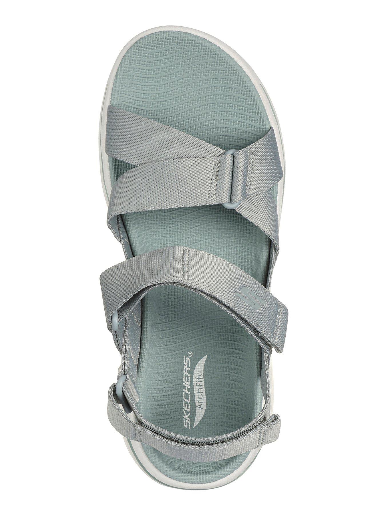 Skechers Go Walk Arch Fit Satin Webbing Strap Sandal Green Textile Very