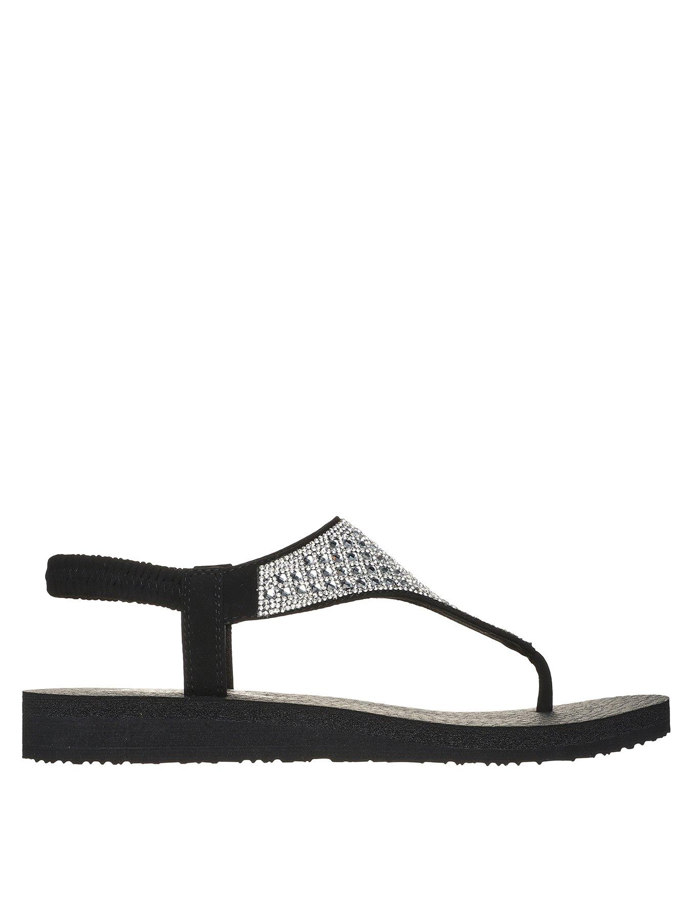 Skechers silver sandals on sale