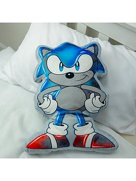 Product photograph of Sonic The Hedgehog Sonic Super Shaped Cushion from very.co.uk
