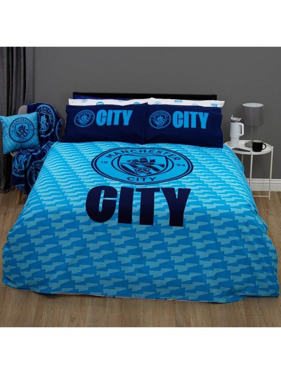 front image of manchester-city-panel-duvet-cover-set