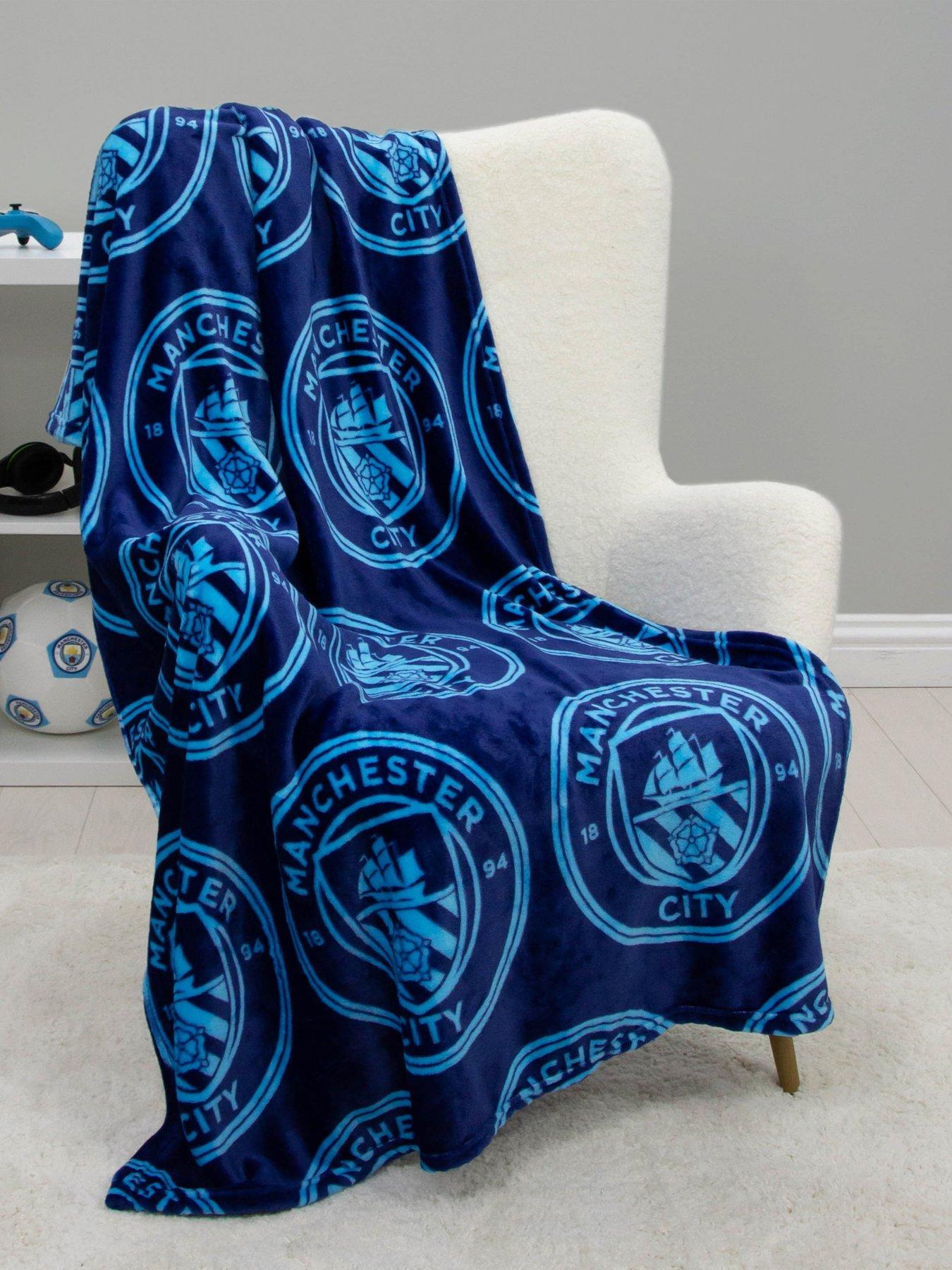 Product photograph of Manchester City Man City Panel Fleece Blanket from very.co.uk