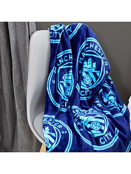 Product photograph of Manchester City Man City Panel Fleece Blanket from very.co.uk