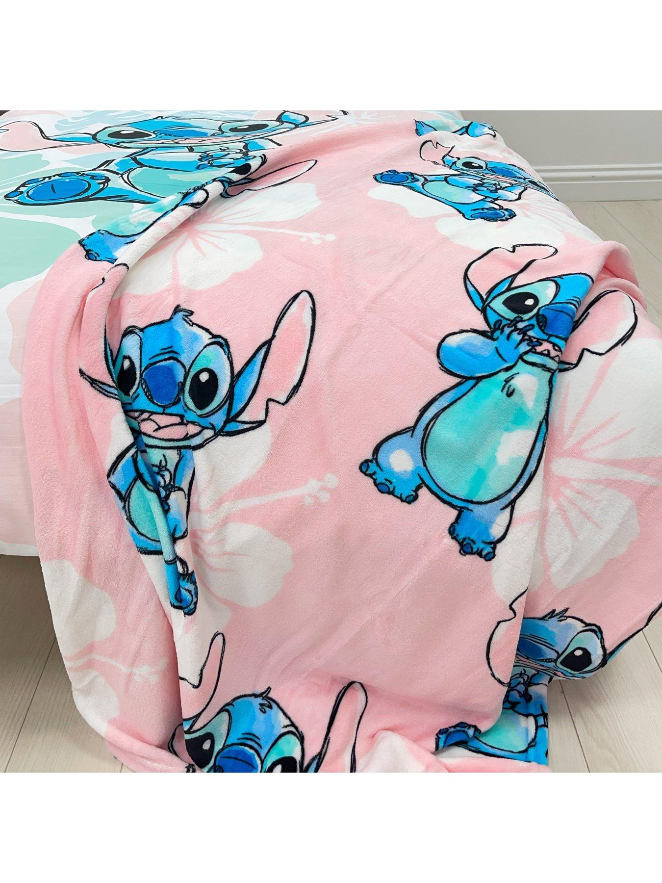 Product photograph of Disney Lilo Amp Stitch Floral Garden Rotary Fleece Blanket from very.co.uk