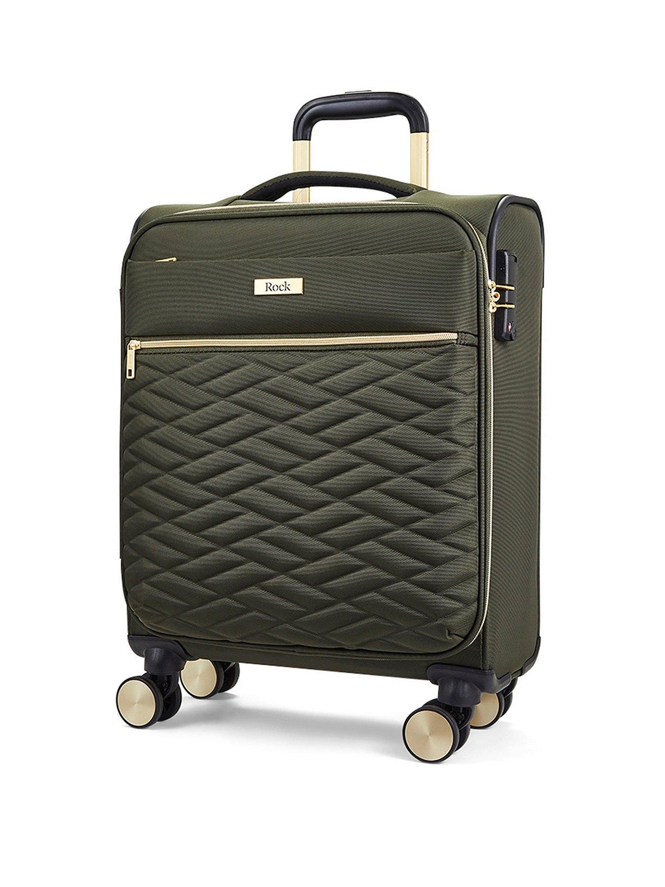 Rock Luggage Sloane Softshell 8 Wheel Expander With Tsa Lock Small Suitcase -Khaki