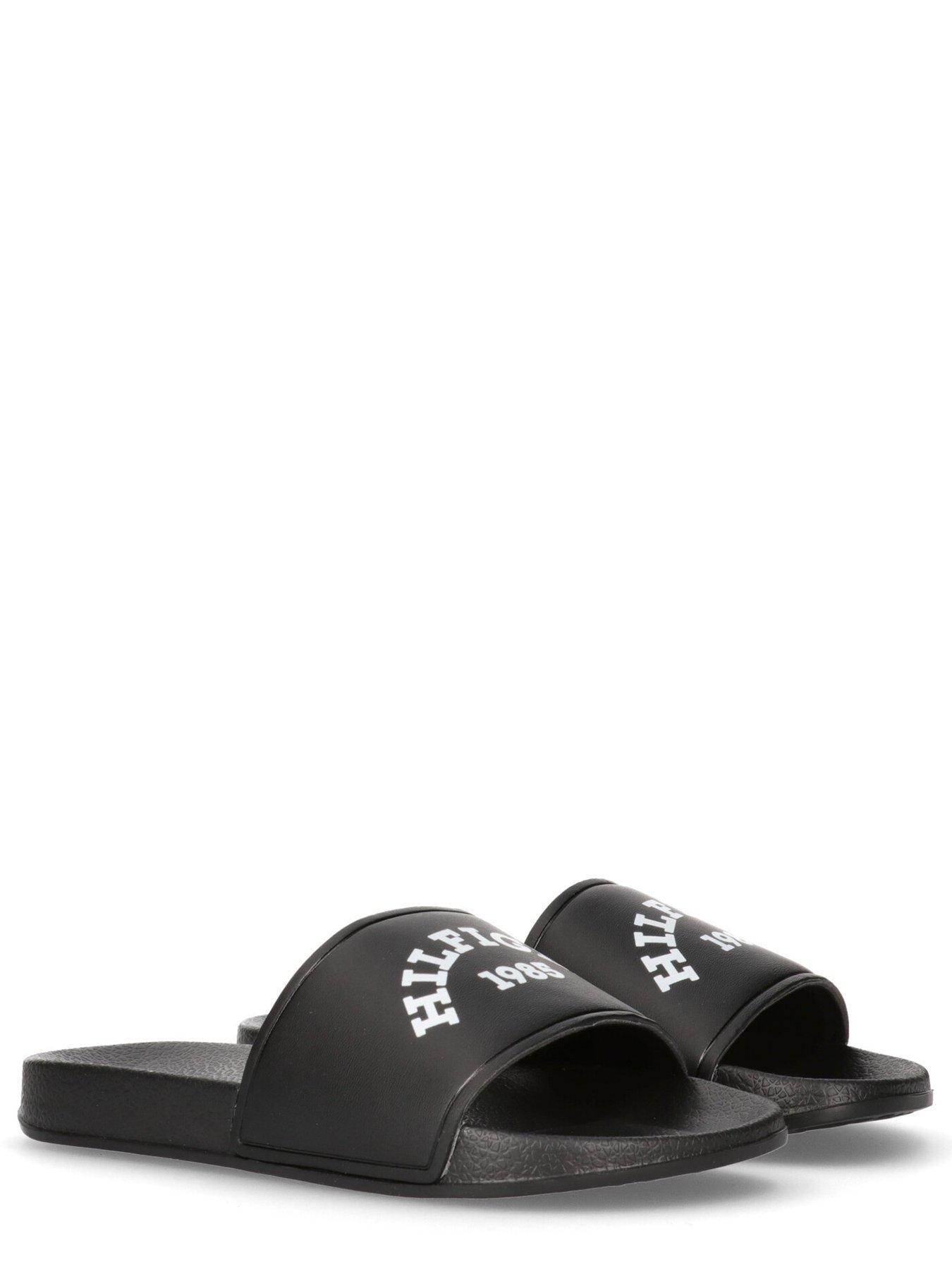 Tommy Hilfiger Boys Hilfiger Logo Print Pool Slide - Black | Very.co.uk