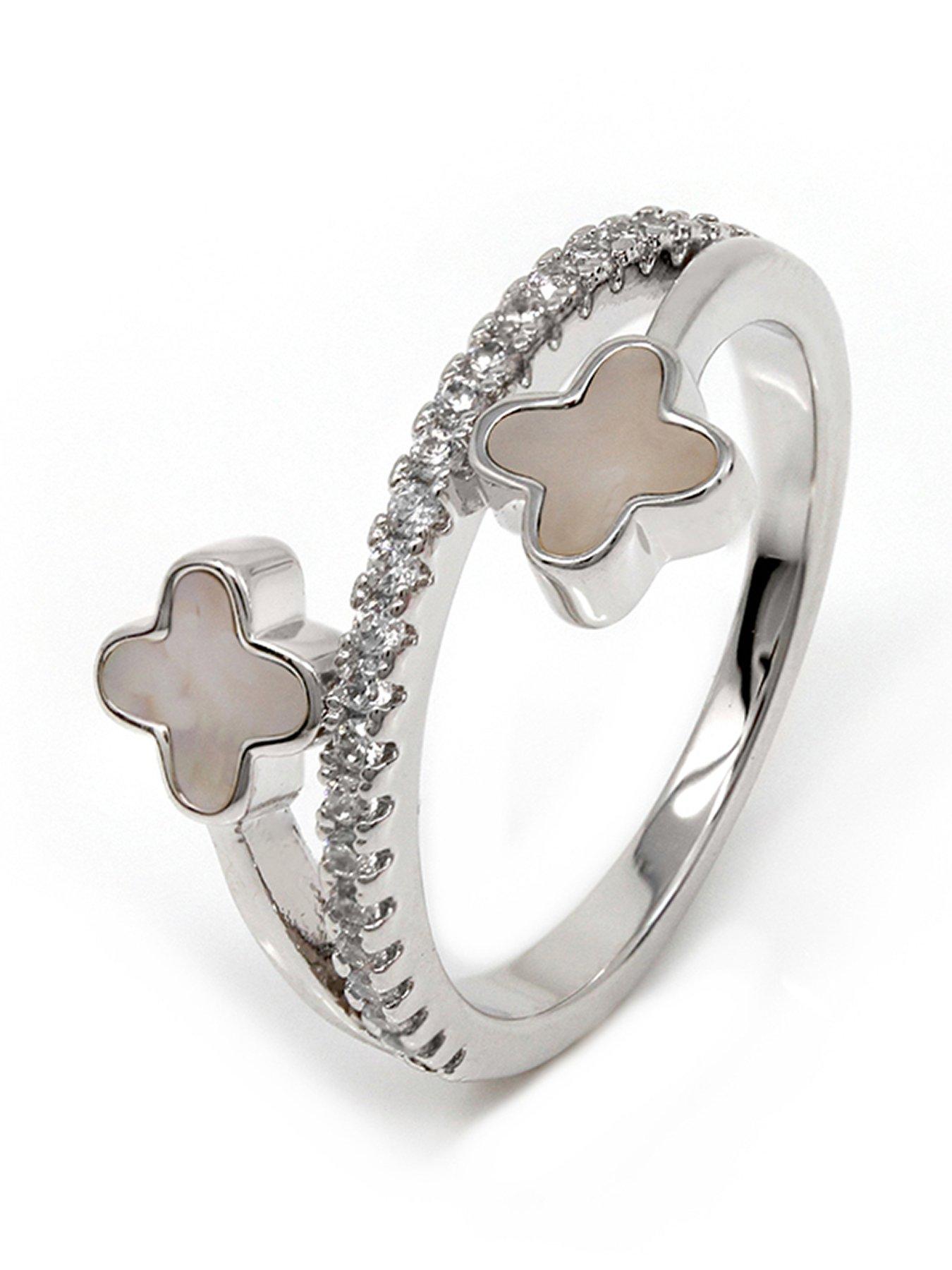 Say It With Diamonds Luck Ring - Silver & Pearl | very.co.uk