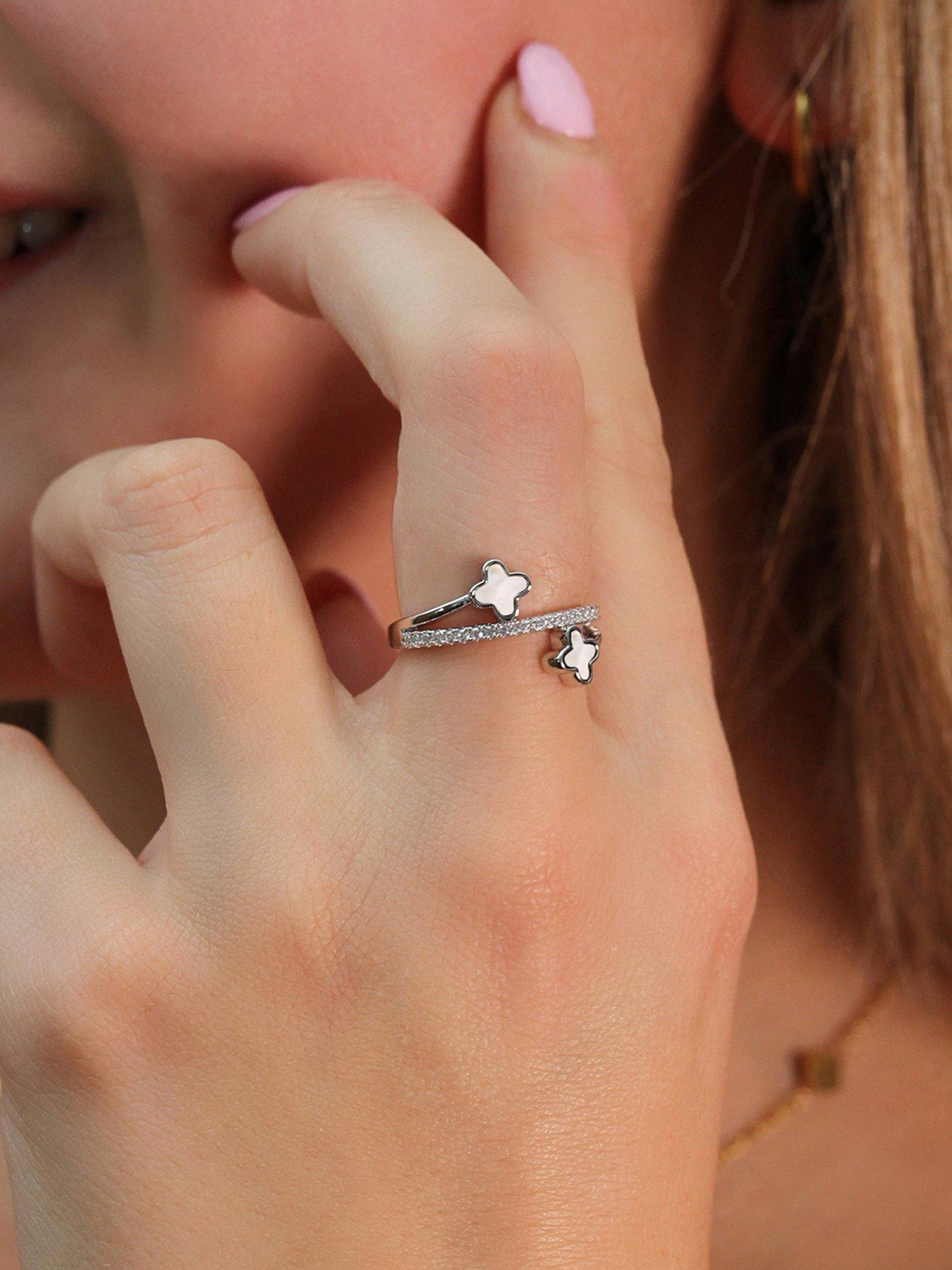 Say It With Luck Ring - SIlver  &  Pearl