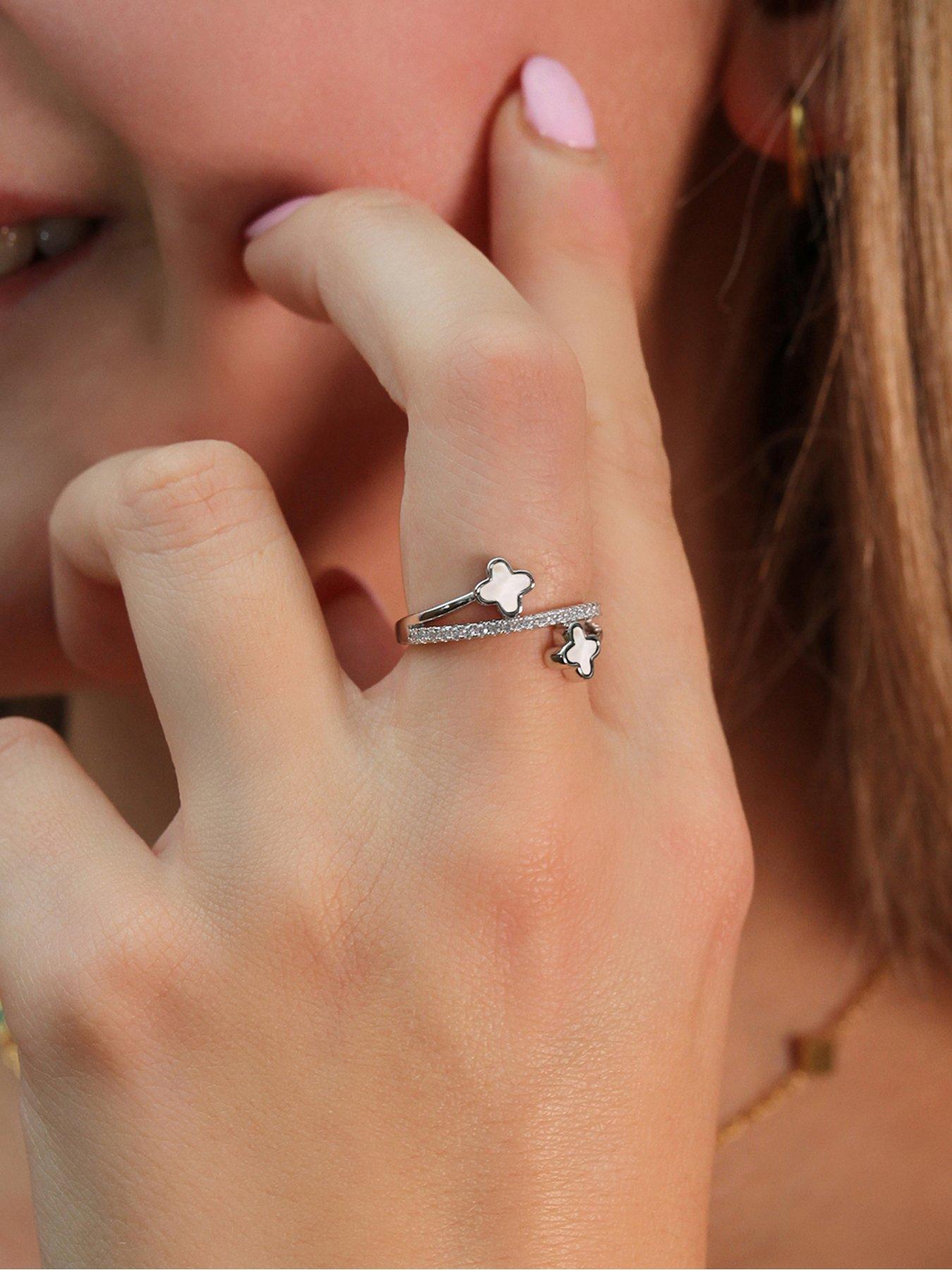 Image 2 of 2 of Say It With Luck Ring - Silver & Pearl