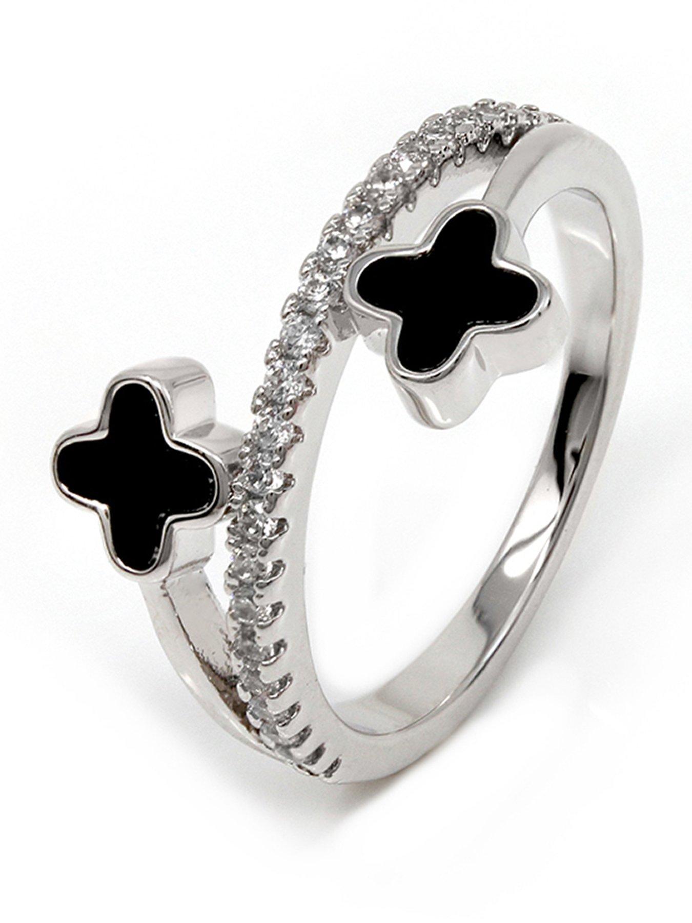 Image 1 of 2 of Say It With Luck Ring - Silver & Black