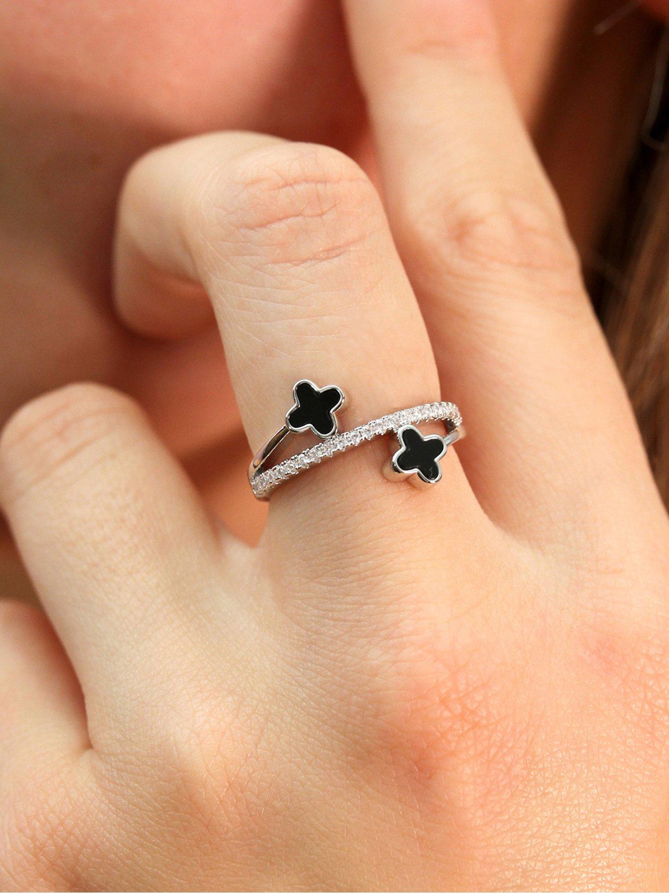 Image 2 of 2 of Say It With Luck Ring - Silver & Black