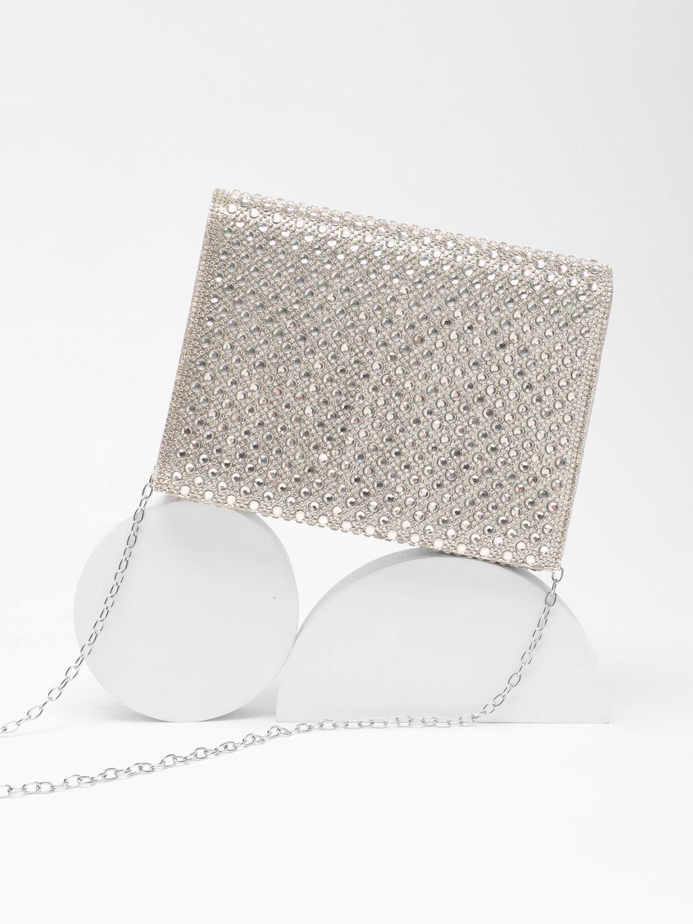 Silver embellished sale clutch bag