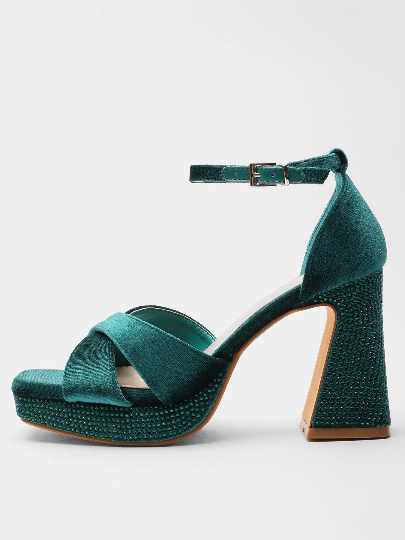 Green velvet best sale platform heels