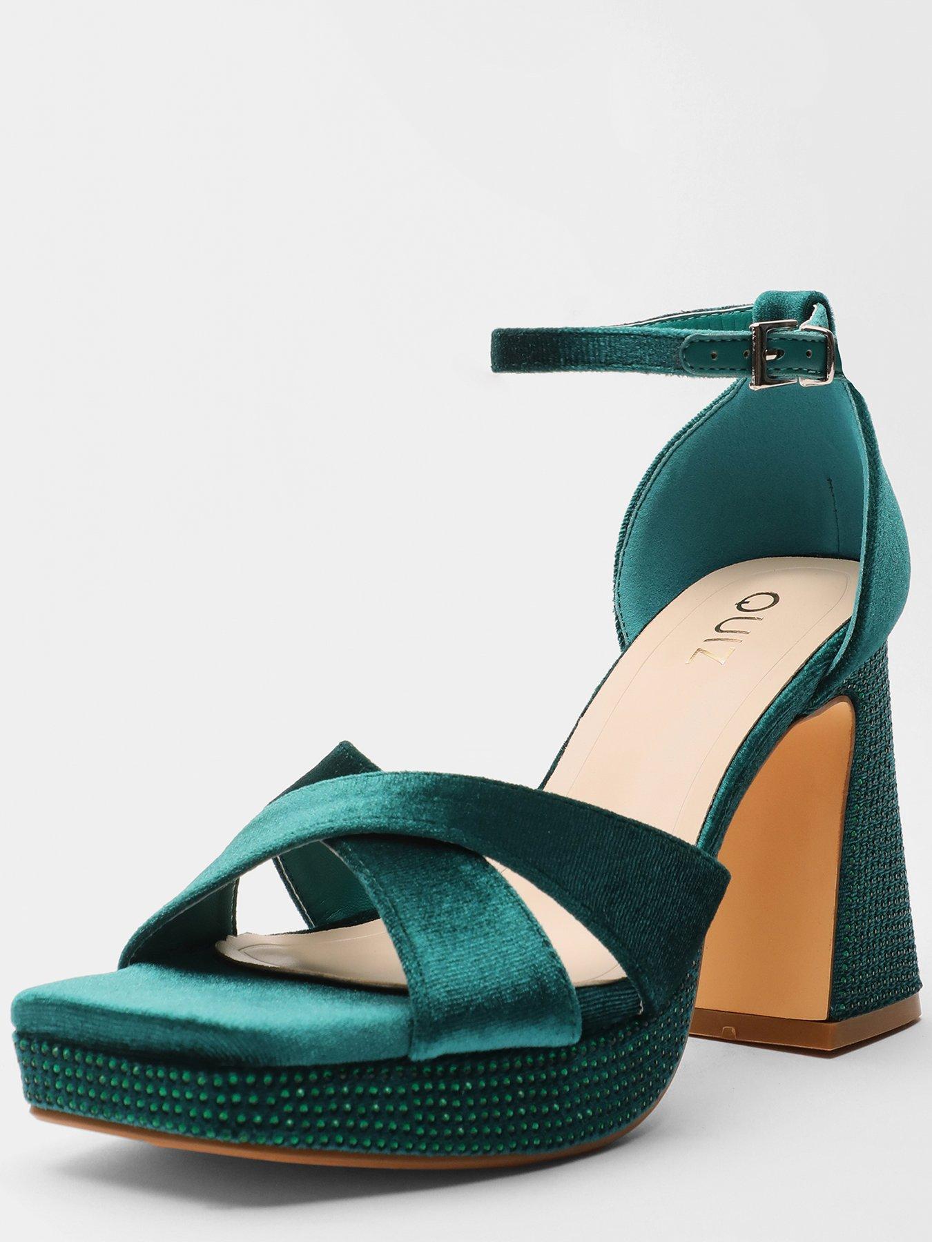 Green velvet outlet platform heels