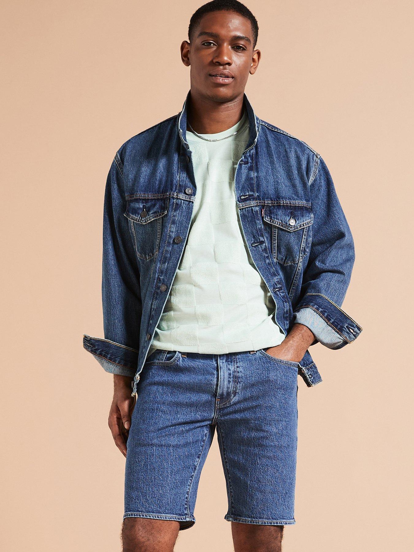 Levi's mid length denim shorts sales