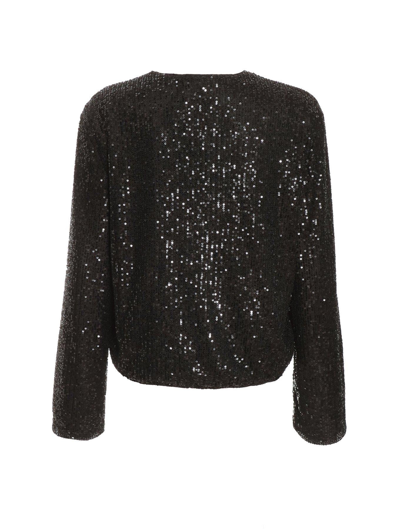 Quiz Black Sequin Bomber Jacket | Very.co.uk