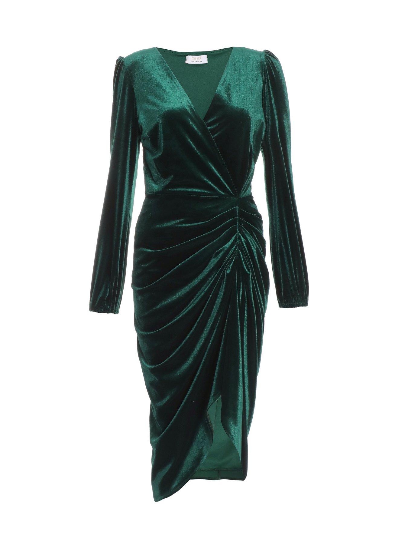 quiz green velvet dress Quiz green velvet dress size 10, worn once to a