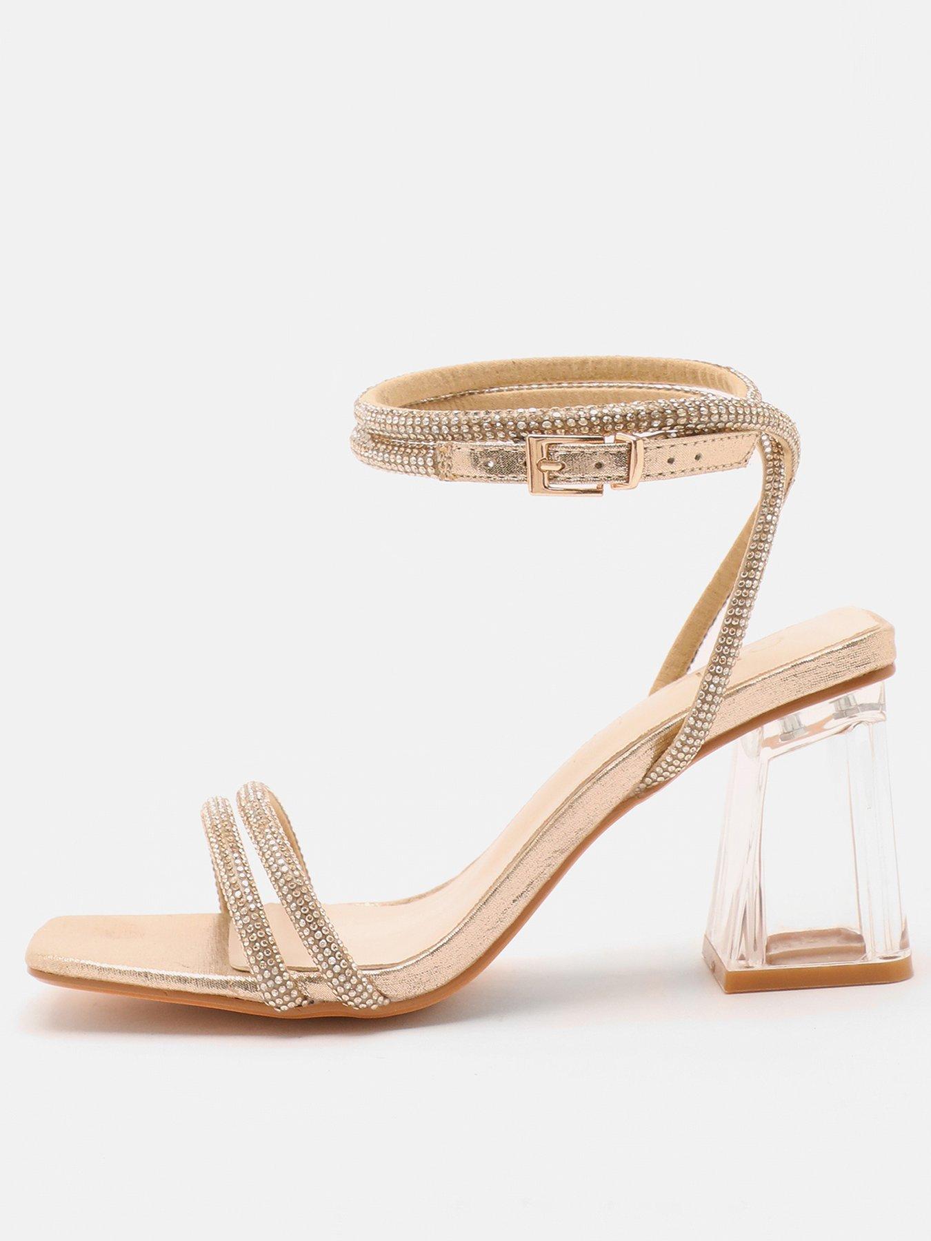 Wide fit store clear block heel