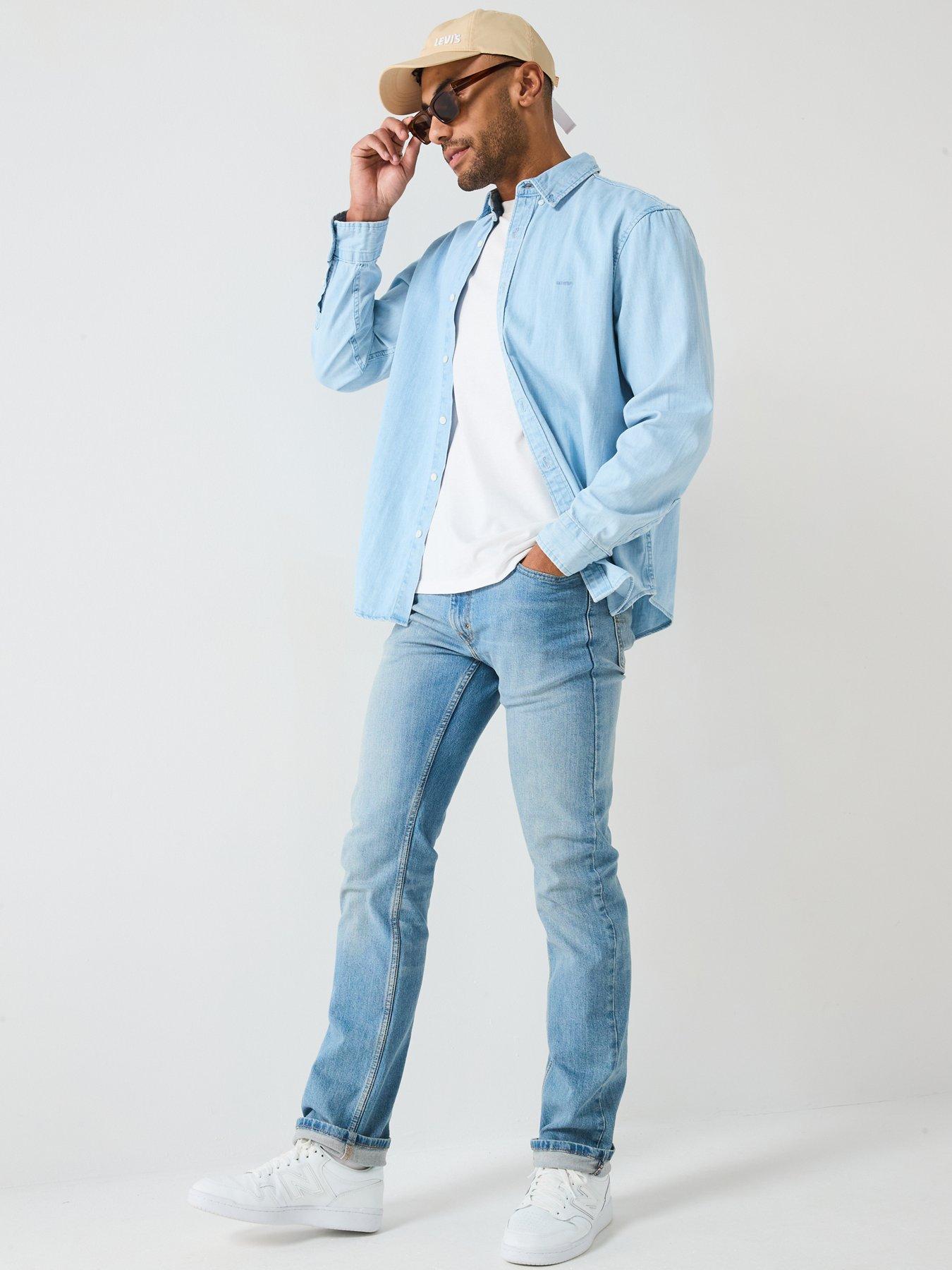 Levi's 513 Slim Straight Fit Jeans - Worn To Ride - Light Blue | Very.co.uk