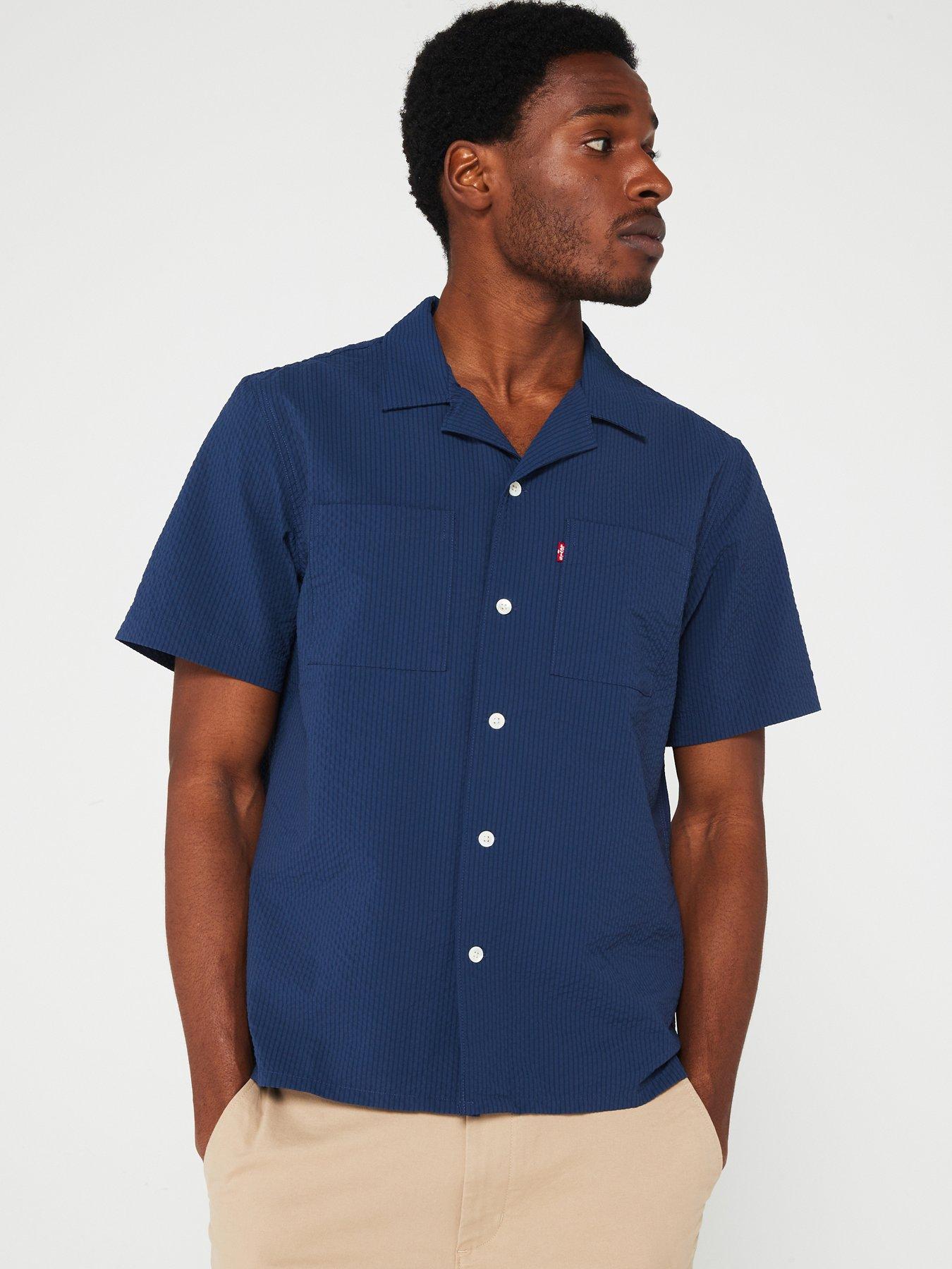 Levi s Short Sleeve Seersucker Resort Shirt Navy Very