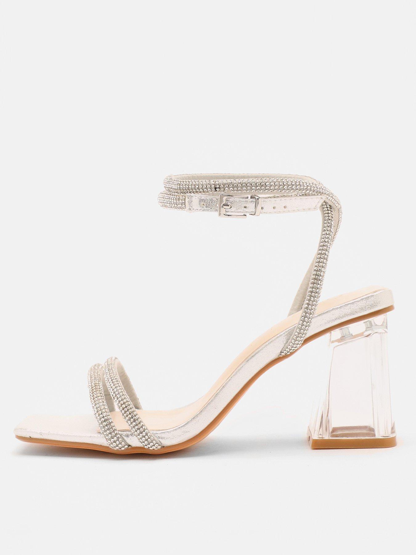 Mid clear heeled sandals hot sale