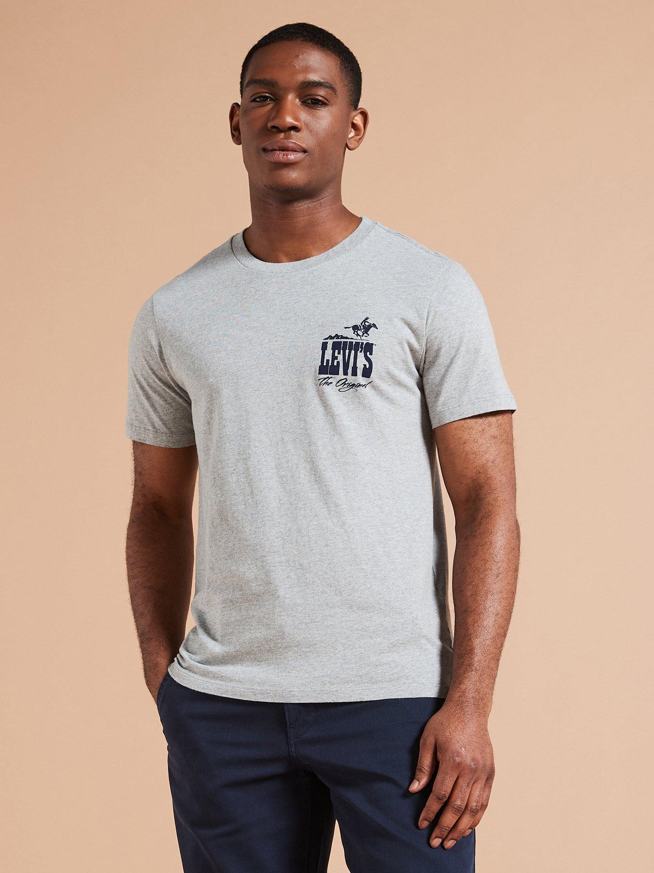 Graphic Crew Neck T shirt Grey