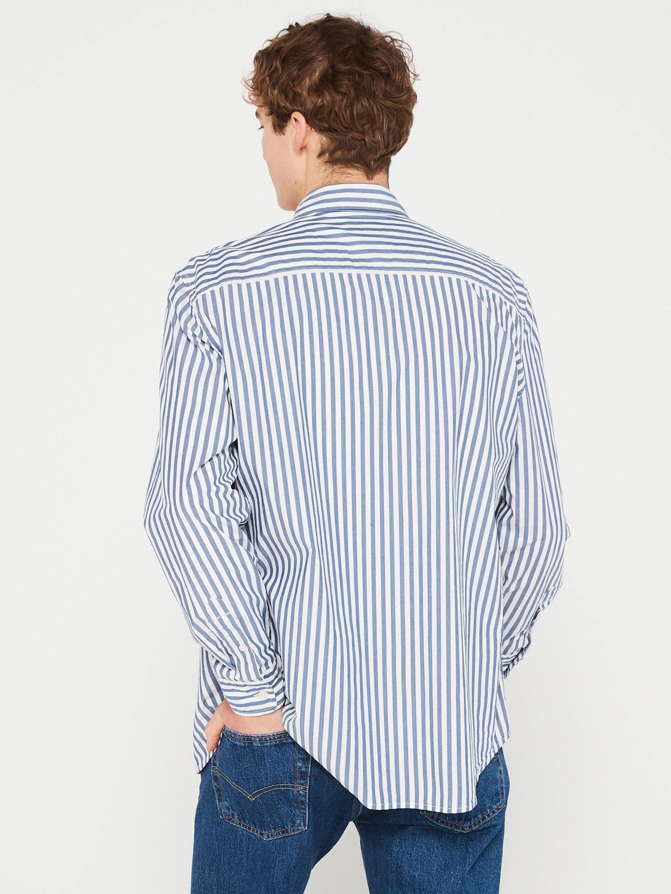 Levis blue and white striped shirt best sale