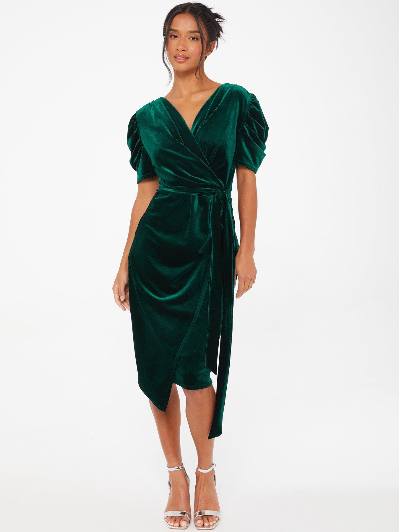 Quiz green 2024 wrap dress