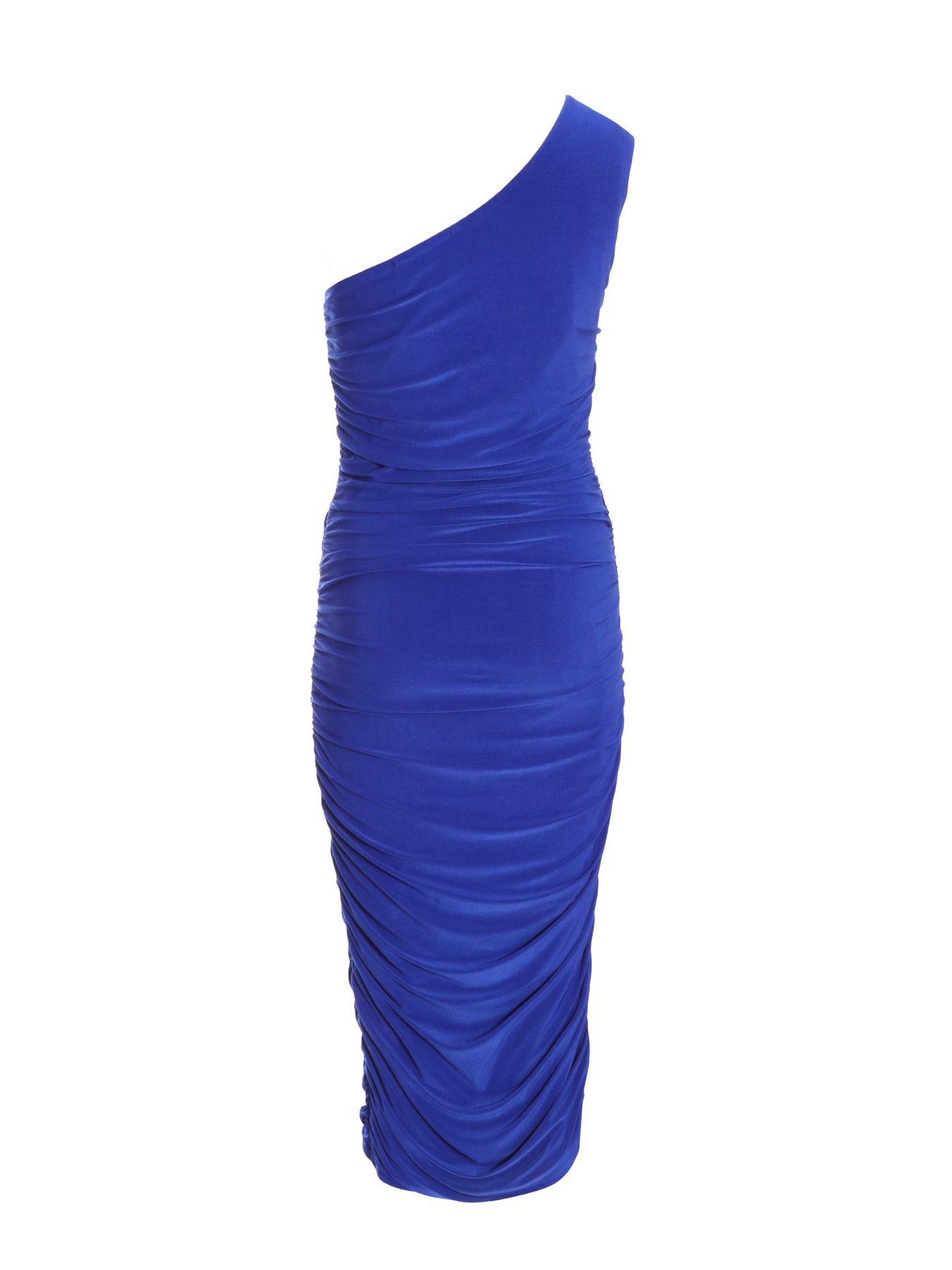 royal blue one shoulder bodycon dress Feinuhan Women's One Shoulder Sequin Dress Stretchy Bodycon Winter Formal Dresses, Royal Blue, X-Large, Size: XL