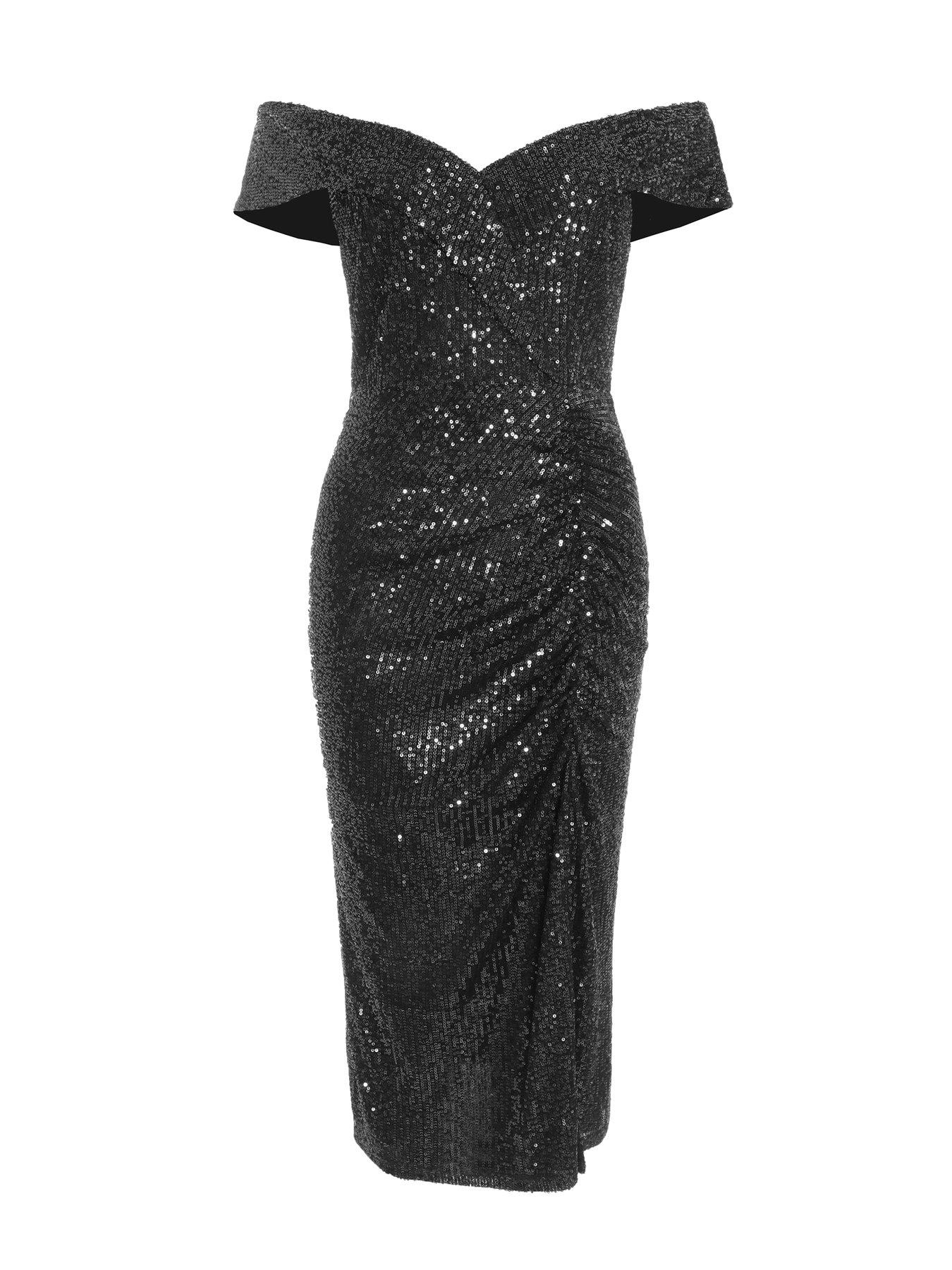 bardot green sequin dress Wrap Over Bardot Sequin Dress Blue – Saint Genies Wholesale