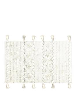 Product photograph of The Yard Tassel Diamond Anti-slip Bath Mat In Natural Ivory from very.co.uk