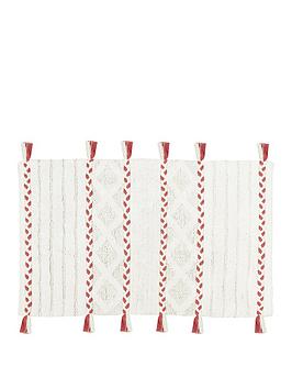 Product photograph of The Yard Tassel Diamond Anti-slip Bath Mat In Red Clay Ivory from very.co.uk
