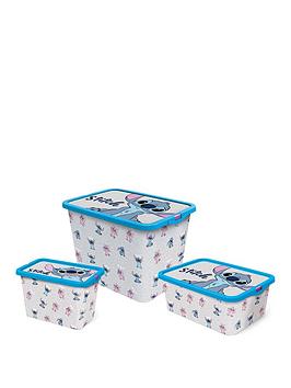 Product photograph of Disney Set Of 3 Stitch Storage Boxes from very.co.uk