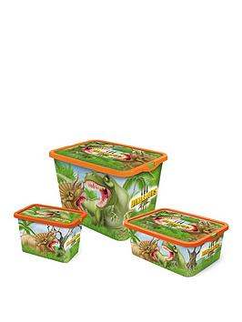 Product photograph of Disney Set Of 3 Dinosaurs Storage Boxes from very.co.uk