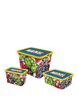 Product photograph of Marvel Set Of 3 Avengers Marvel Marvelmania Storage Boxes from very.co.uk