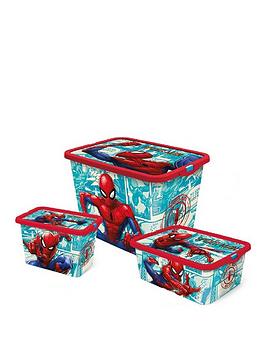 Product photograph of Spiderman Set Of 3 Spiderman Storage Boxes from very.co.uk