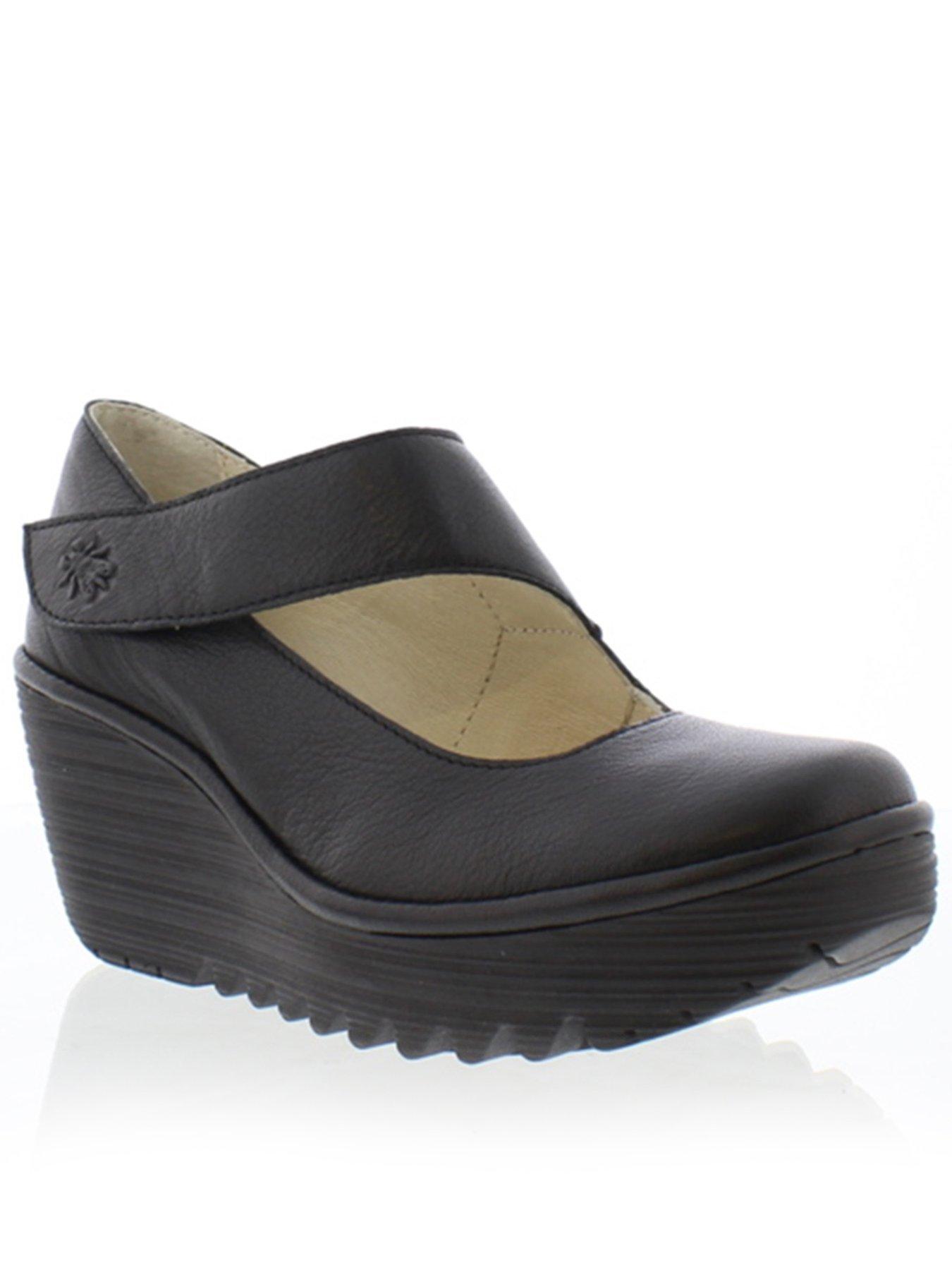 Fly london 2024 black wedge shoes