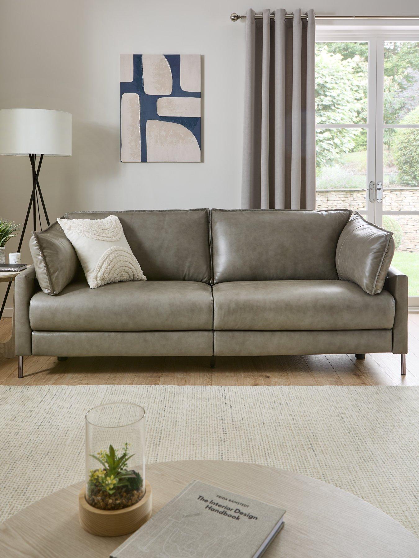 Very grey leather sofa discount