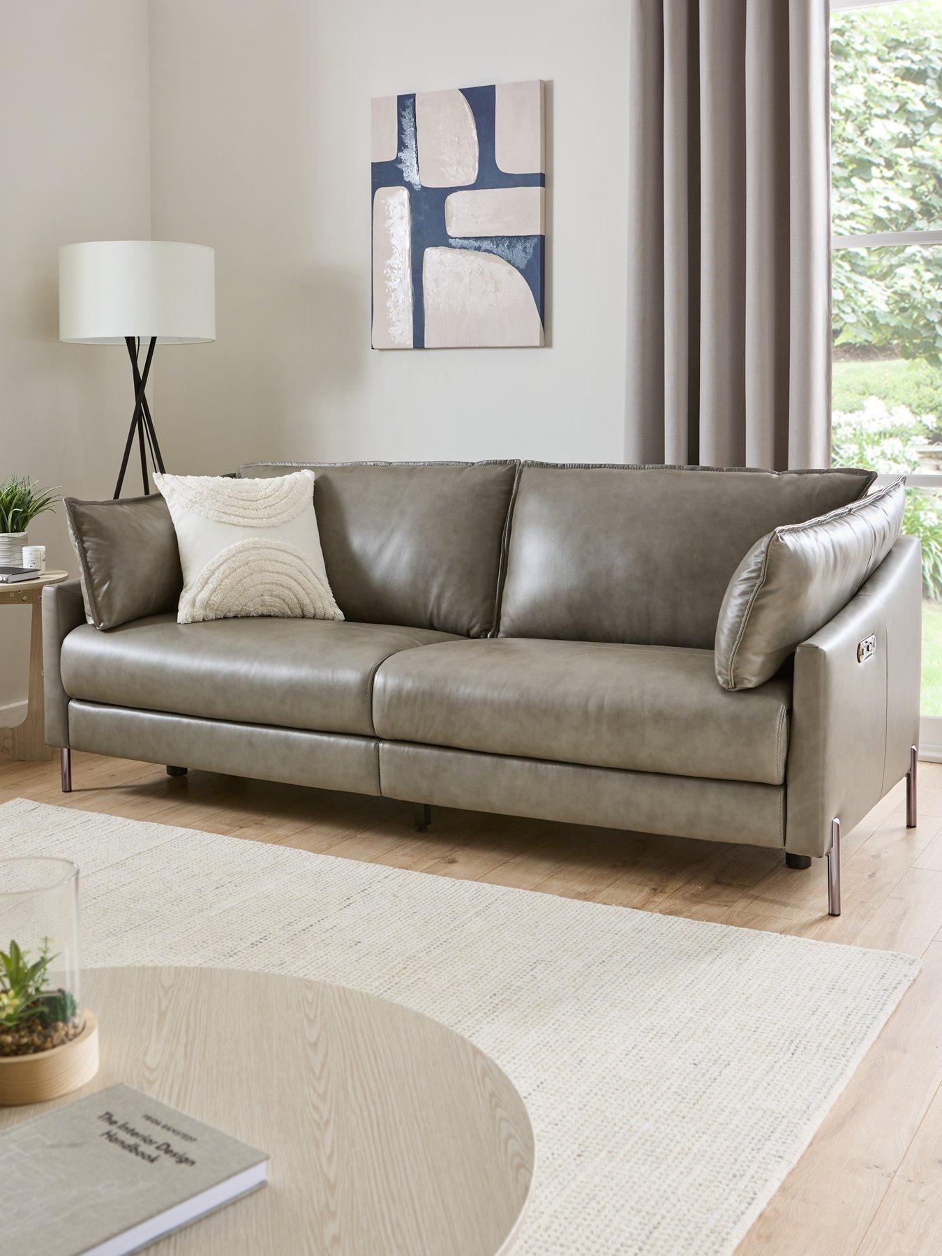 Sofas Leather Grey Leather Sofas Sofas, Armchairs & Footstools