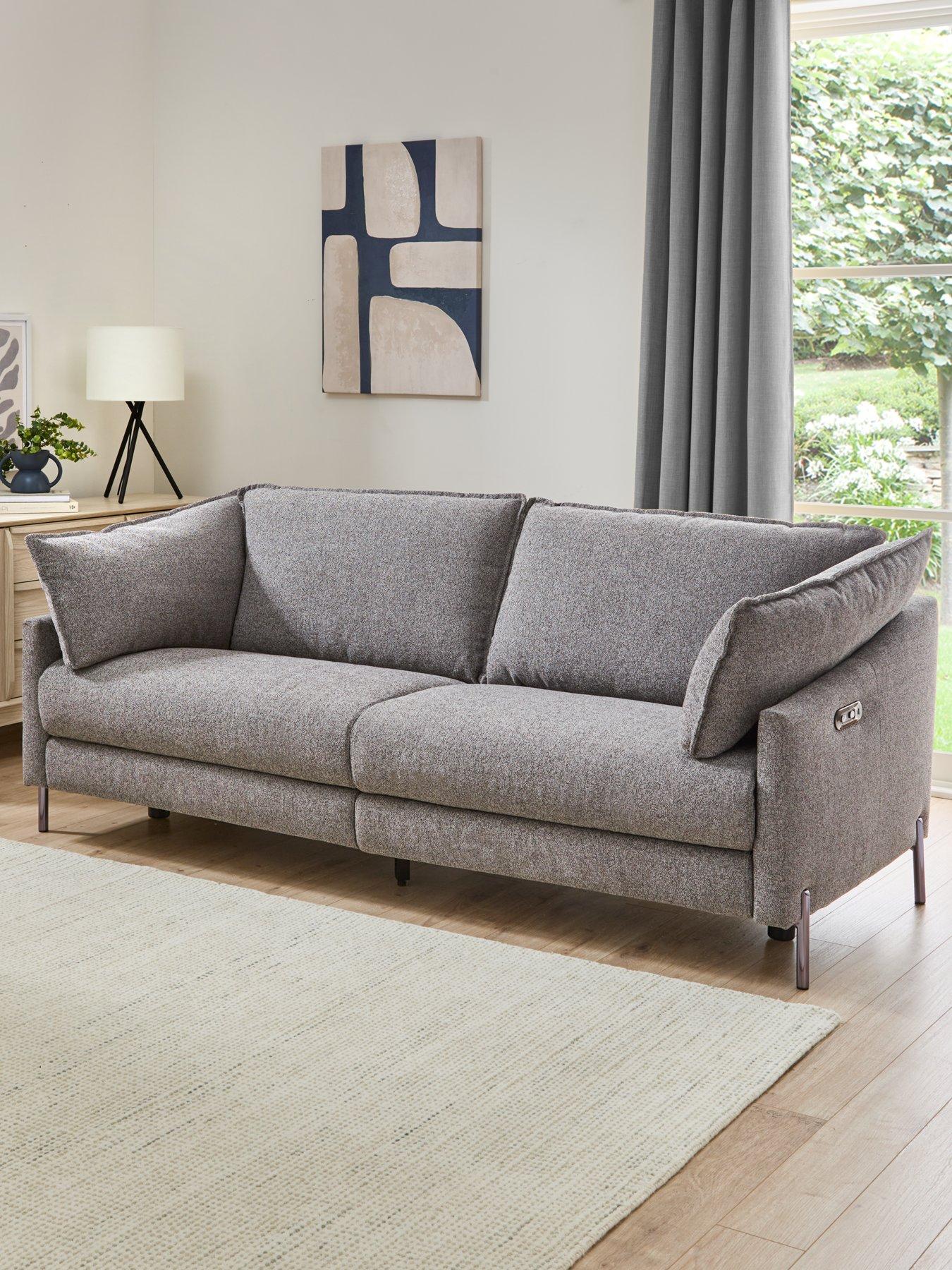 Product photograph of Very Home Ava Fabric 2 Seater Manual Recliner Sofa - Dark Grey from very.co.uk
