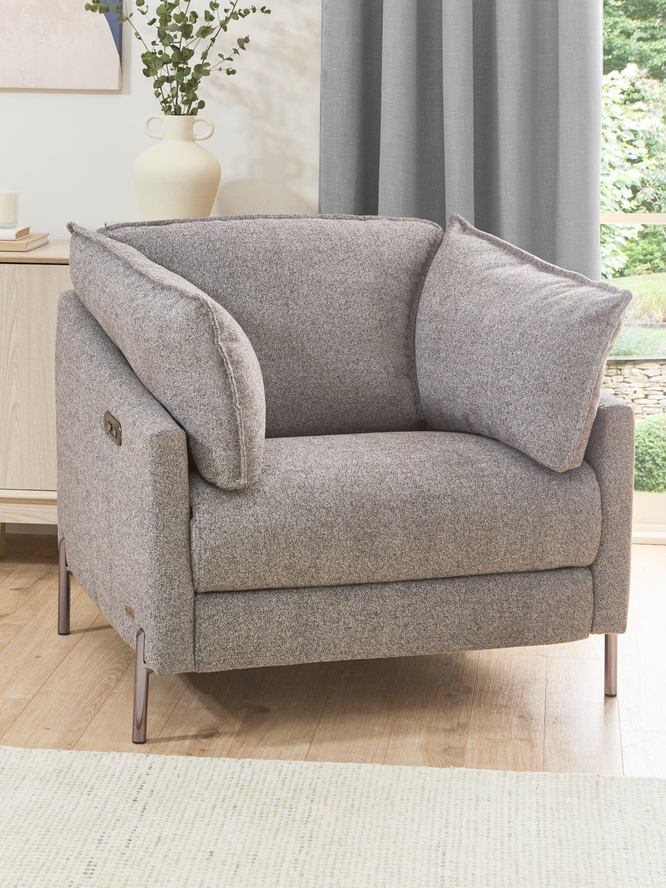 Product photograph of Very Home Ava Fabric Manual Recliner Armchair - Dark Grey from very.co.uk