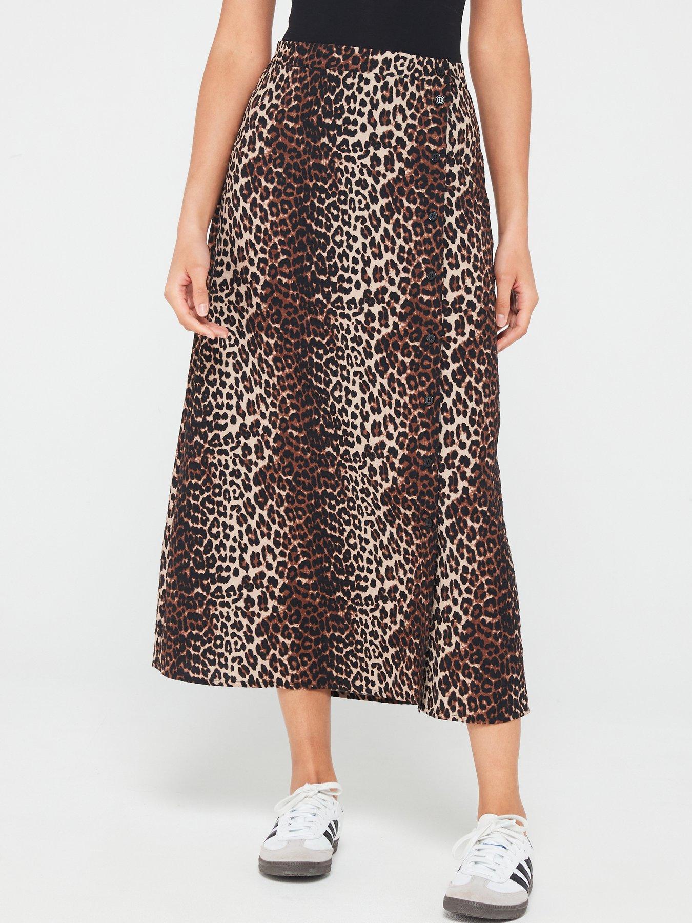 PIECES Leopard Print Midi Skirt Multi Very