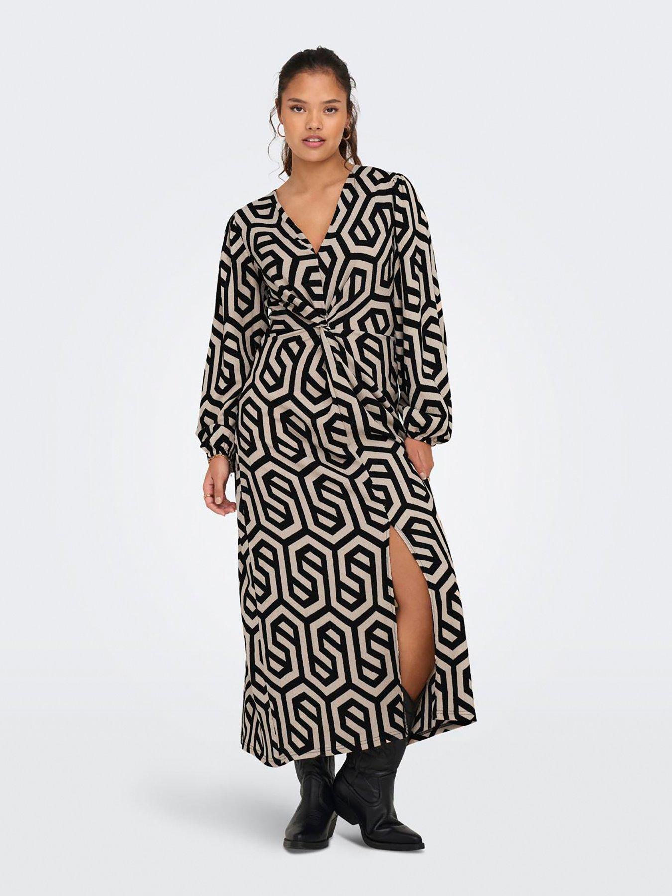 JDY Long Sleeve Knot Front Midi Dress Cream Very