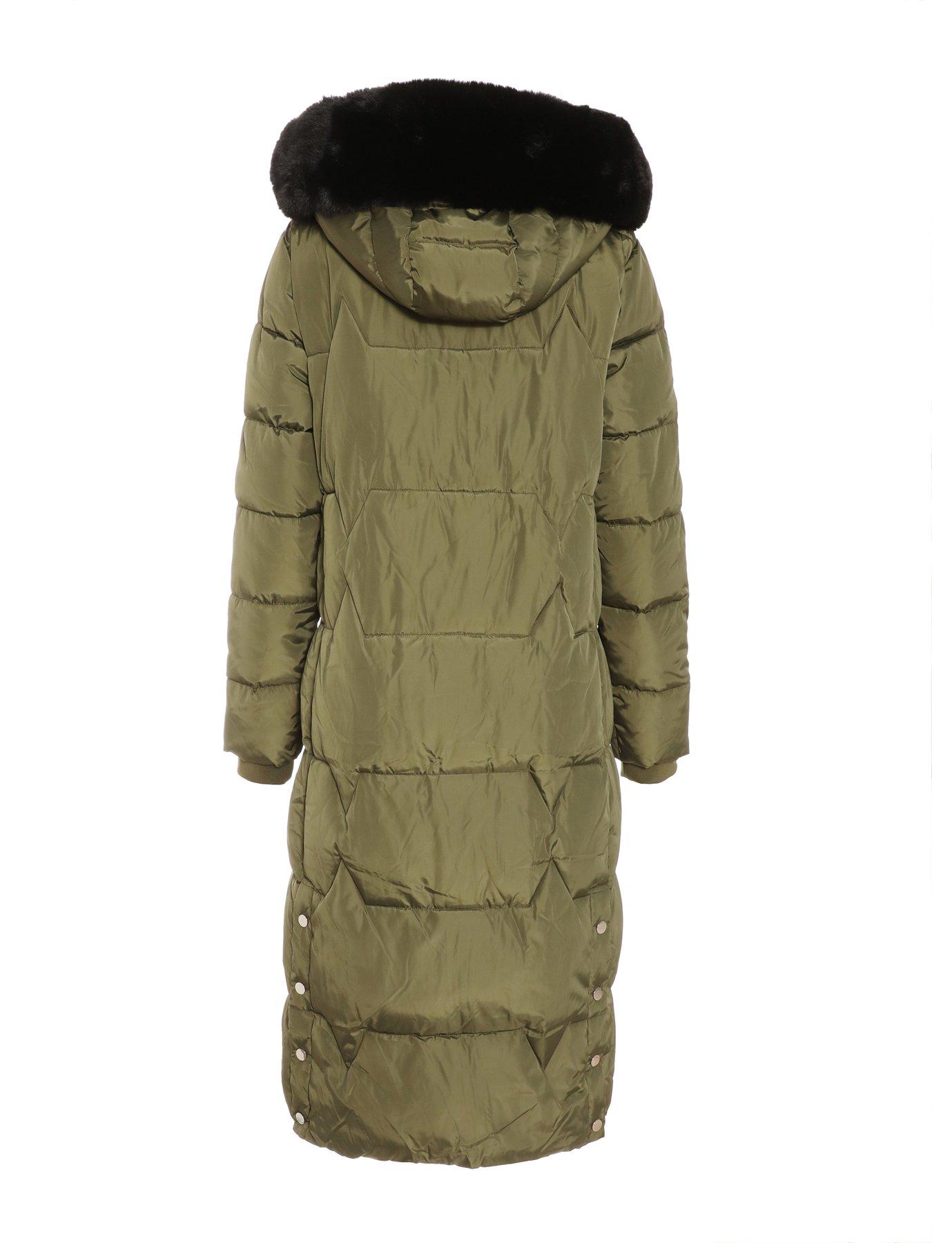 Image 5 of 6 of Quiz Khaki Padded Long Line Jacket