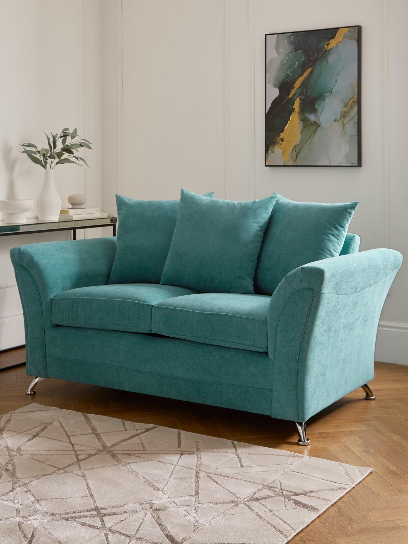 undefined Dury 2 Seater Fabric Scatter Back Sofa - Teal - FSC® Certified