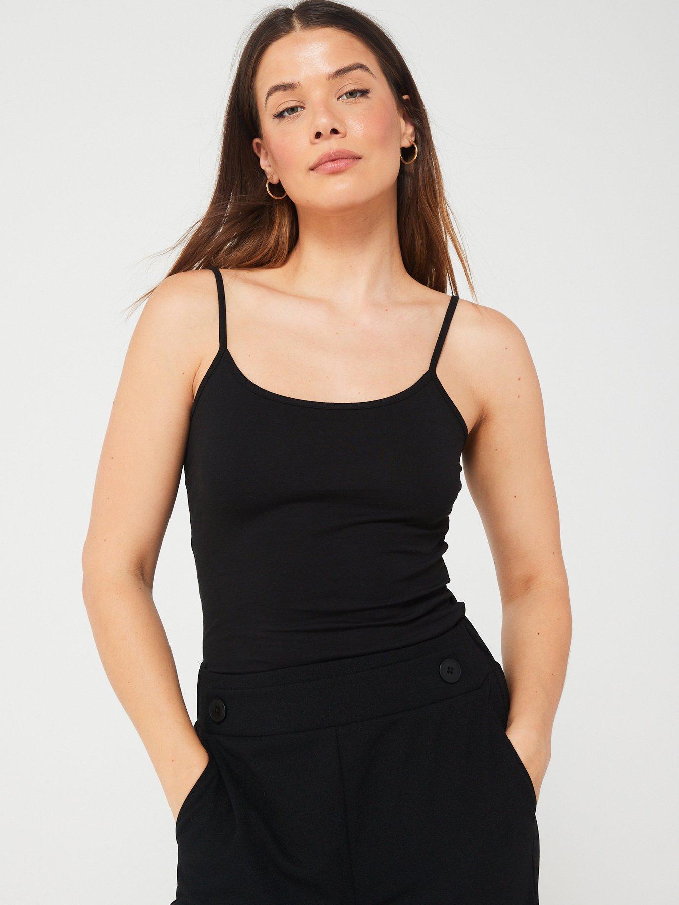 Strappy black shop vest top