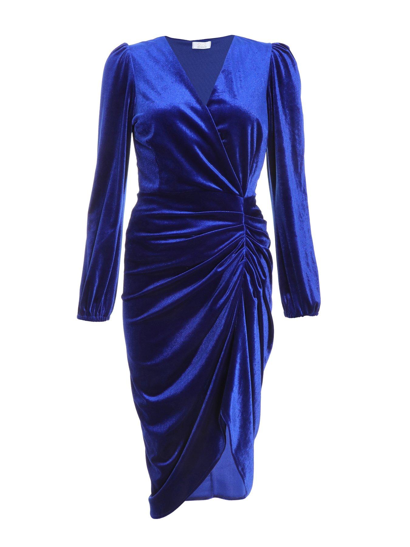 Quiz royal blue velvet dress hotsell