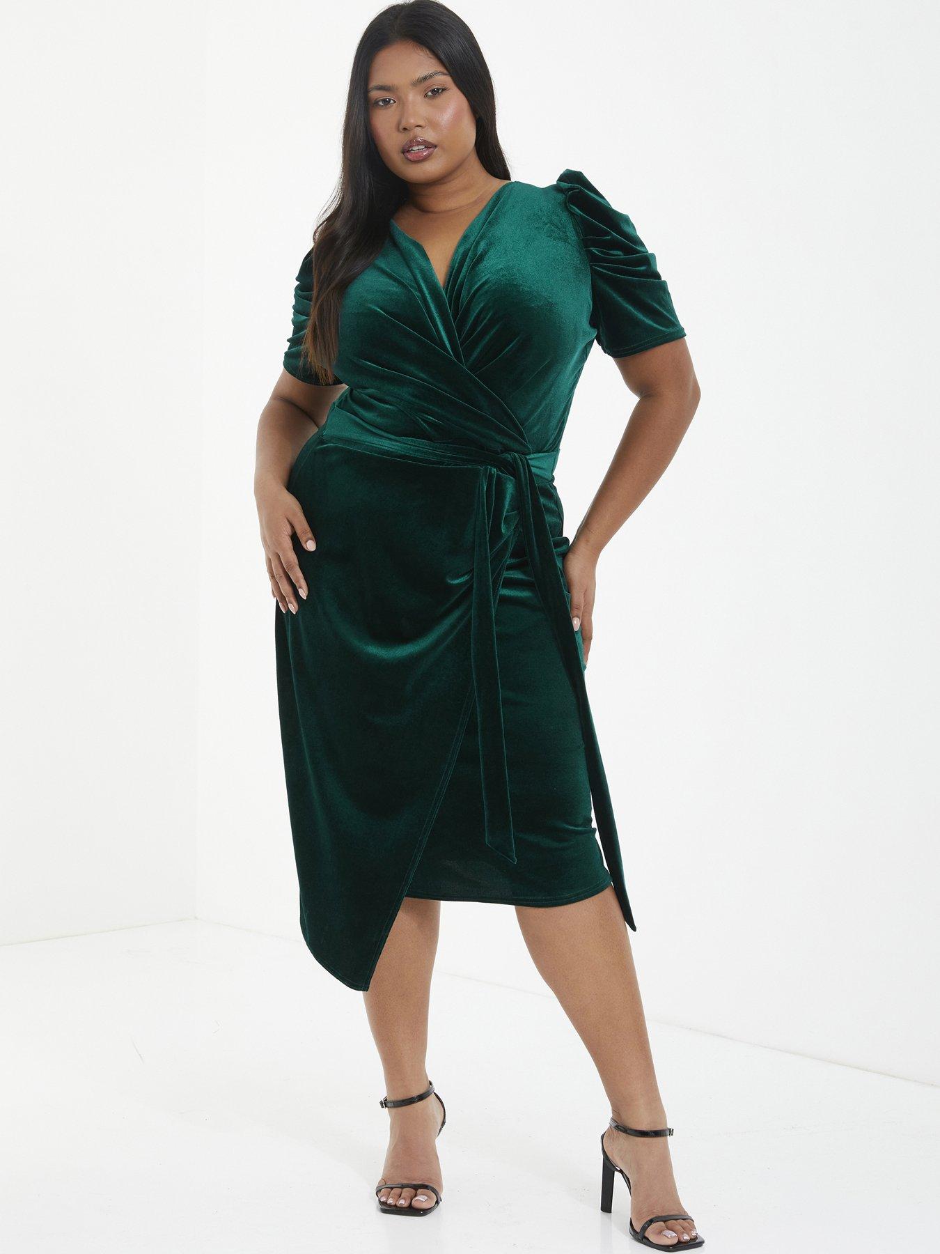 Bottle green velvet clearance dress