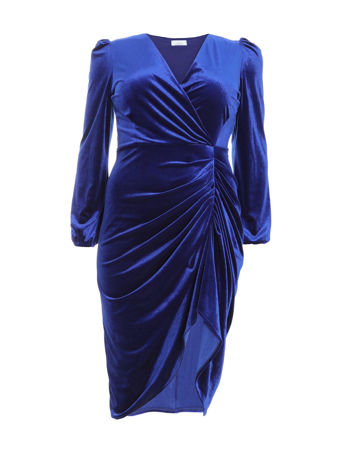 Blue Velvet Dress Royal Blue Midi Dress Uk Quiz Curve Curve Royal